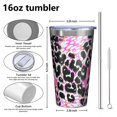 thumbnail image 4 of 16oz Tumblers Pink Leopard Pattern Stainless Steel Vacuum Insulated Double Wall Travel Tumbler Cups Mug with Lid and Straw,Cleaning Brush for Coffee,Tea, 4 of 4