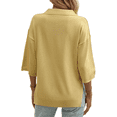 thumbnail image 3 of Suéter Tipo Jersey para y Otoño, de Color Liso, Informal, Holgado, de Punto, con Cuello en V y Mangas A Media Pierna Amarillo L, 3 of 7
