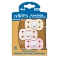 thumbnail image 3 of Dr. Brown's Advantage One-Piece Silicone Baby Pacifier, Fully Symmetrical, Ecru/Light Purple/Pink, 0-6m, BPA Free, 3-Pack, 3 of 19