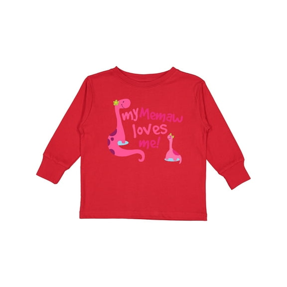 Inktastic My Memaw Loves Me Girls Long Sleeve Toddler T-Shirt