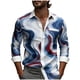 thumbnail image 2 of Ceisia Men's Red-Blue Wave Print Shirt | Stretchy Slim Long-Sleeve Turndown Collar Casual Top Gift, 2 of 5