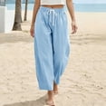thumbnail image 7 of JYnXIANTI Women's Pants Elastic Waist Drawstring Loose Pants Lounge Comfort Full Length Trousers Thin Basic Pants Summer Outfits, 7 of 7