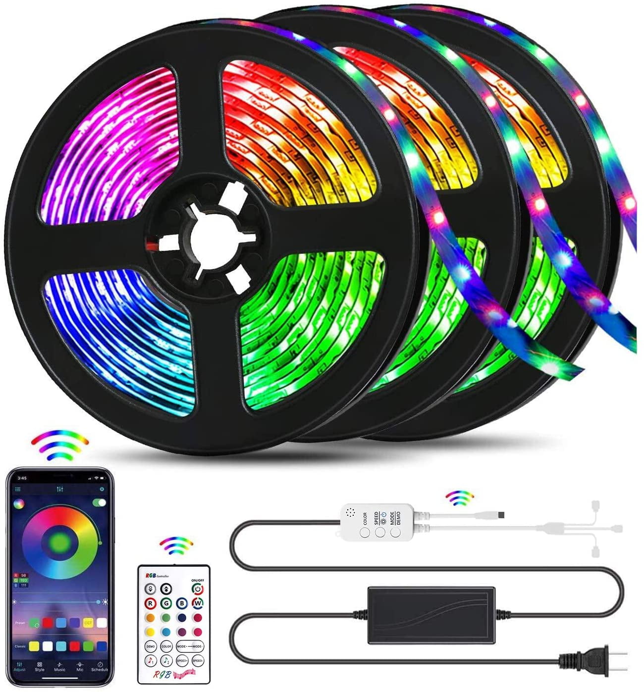 qzyl led lights for bedroom 49 2 feet led strip lights music sync color changing flexible rope lights with remote app control luces led strips lights