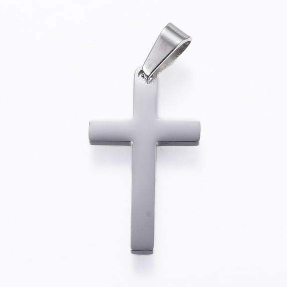 Tarnish Resistant 304 Stainless Steel Pendants Cross Stainless Steel Color 28x15.5x1.9mm Hole: 8x5mm