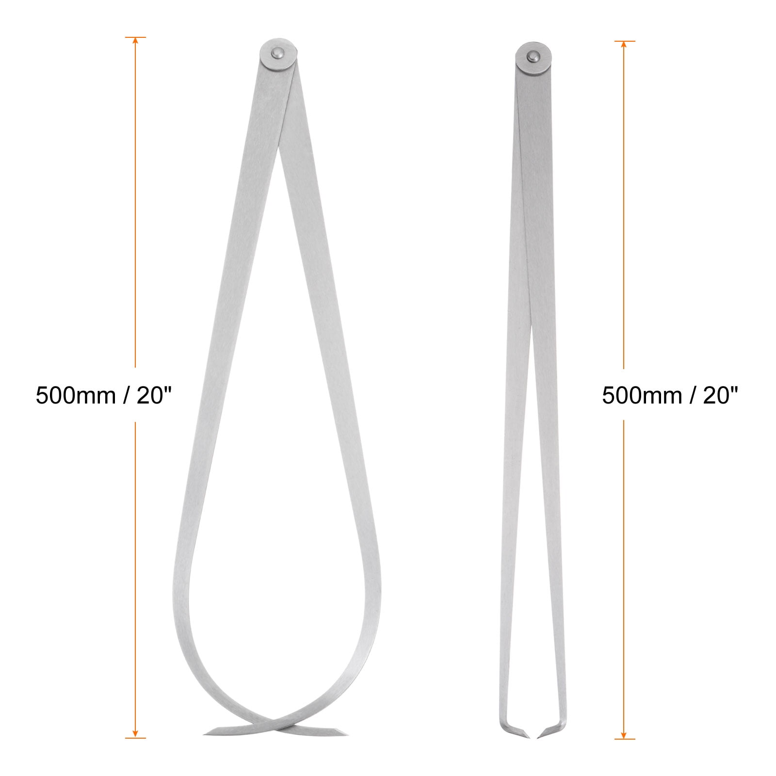 Uxcell 2pcs Firm Joint Inside/Outside Caliper 500mm 20 Inch Tool Steel Measurement Tool