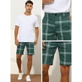 thumbnail image 4 of Unique Bargains Men's Plaid Short Regular Fit Flat Front Formal Summer Chino Shorts 38 Green, 4 of 6