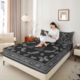 thumbnail image 3 of jejeloiu Chic Paisley Queen Sheets For Men Women,Initial Letter A Queen Sheet Sets,Black White,4-Piece,1 Flat Sheet, 1 Fitted Sheet and 2 Pillowcases, 3 of 6