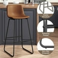 thumbnail image 6 of GIKPAL Bar Stools 30" Faux Leather Counter Height Barstools with Back Set of 3, Modern Counter Stools with Metal Legs and Footrest, Armless Chairs with Back for Kitchen Living Room Pub, Dark Brown, 6 of 8