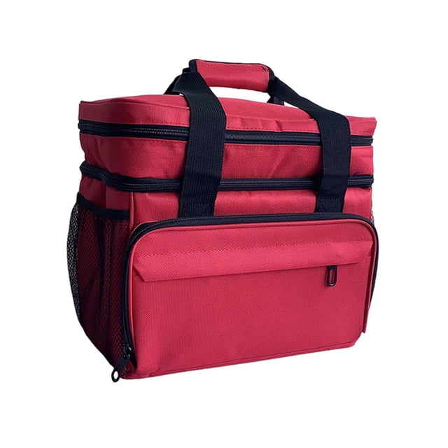 Bolsa de primeros auxilios vacía, organizador de medicamentos, portátil, con cremallera, para uso familiar, para viajes, exteriores, oficina y lugar Rojo