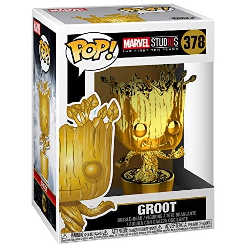 Funko Pop Marvel: Marvel Studios 10 - Figura coleccionable Groot (Cromo Dorado), Multicolo Funko POP