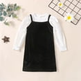 thumbnail image 4 of Sngxgn Girl's Casual 2 Piece Outfits Long Sleeve Tees and Pleated Skirt Set(Black,90), 4 of 8