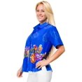 thumbnail image 4 of HAPPY BAY Women's Button Down Blouses Summer Beach Party Blouse Shirt Collared Short Sleeve Vacation Button up Dress Tee Hawaiian Shirts for Women S Tropical Floral, Blue, 4 of 6