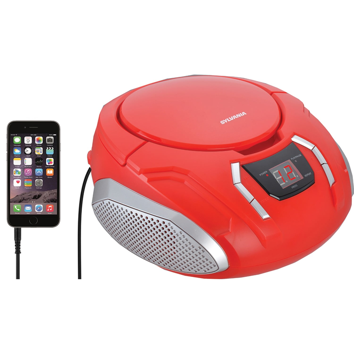 SYLVANIA SRCD261, Portable CD Players with AM/FM Radio (Red)