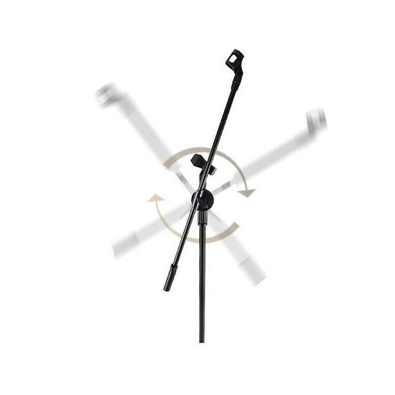 PreAsion Microphone Mic Stand Foldable Tripod 360° Rotating Microphone Stand with Extending Boom Arm and Dual Mic Holder