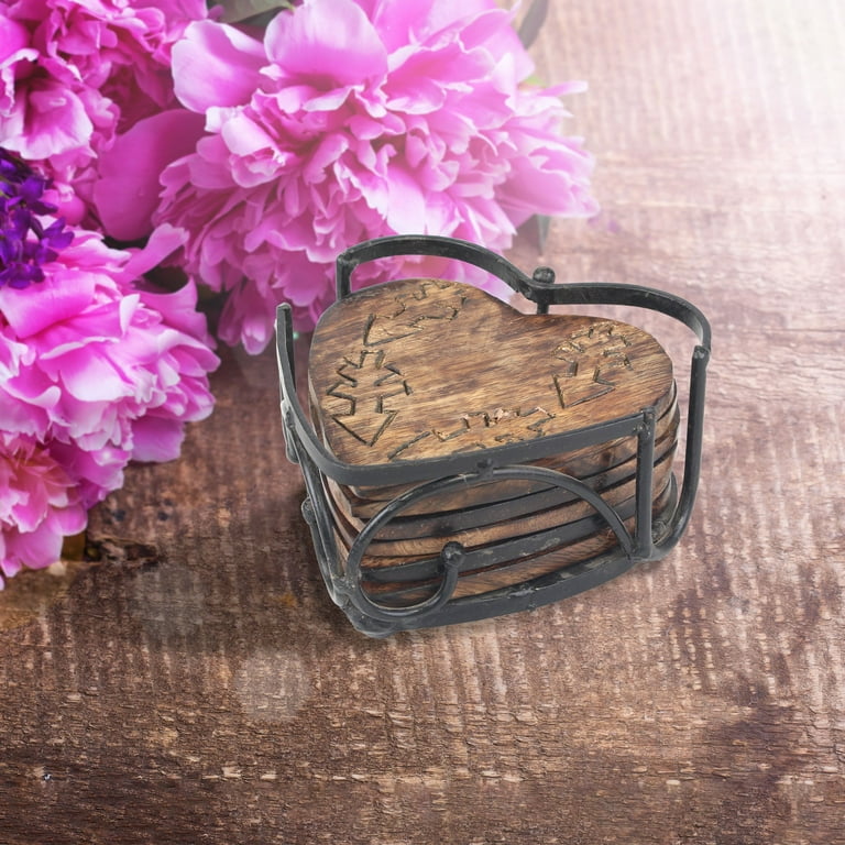 Square shaped wooden coasters set, Unique Rustic Wood Coasters for