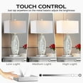 thumbnail image 2 of 3-Way Dimmable Touch Diamond Crushed Mirrored Bedside Table Lamps Set of 2 for Living Room with USB A+C Ports, Silver Bling Modern Bling Nightstands Lamps for Bedroom with 2 Bulbs, 2 of 7