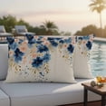 thumbnail image 5 of Spring Flowers Pillow Covers 2 Pack Vintage Watercolor Pink Blue Floral Gold Leaf Linen Texture Pillowcase Waterproof Outdoor Throw Pillow Cover for Patio Balcony Rectangular Cushion 20”x12”, 5 of 9