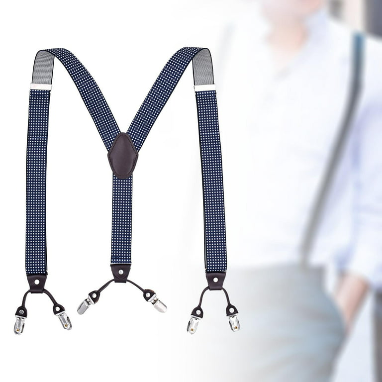 Men Suspender 6 Clips Elastic Straps Back Belt Side Clip Suspenders  Adjustable for Work Pants Supplies
