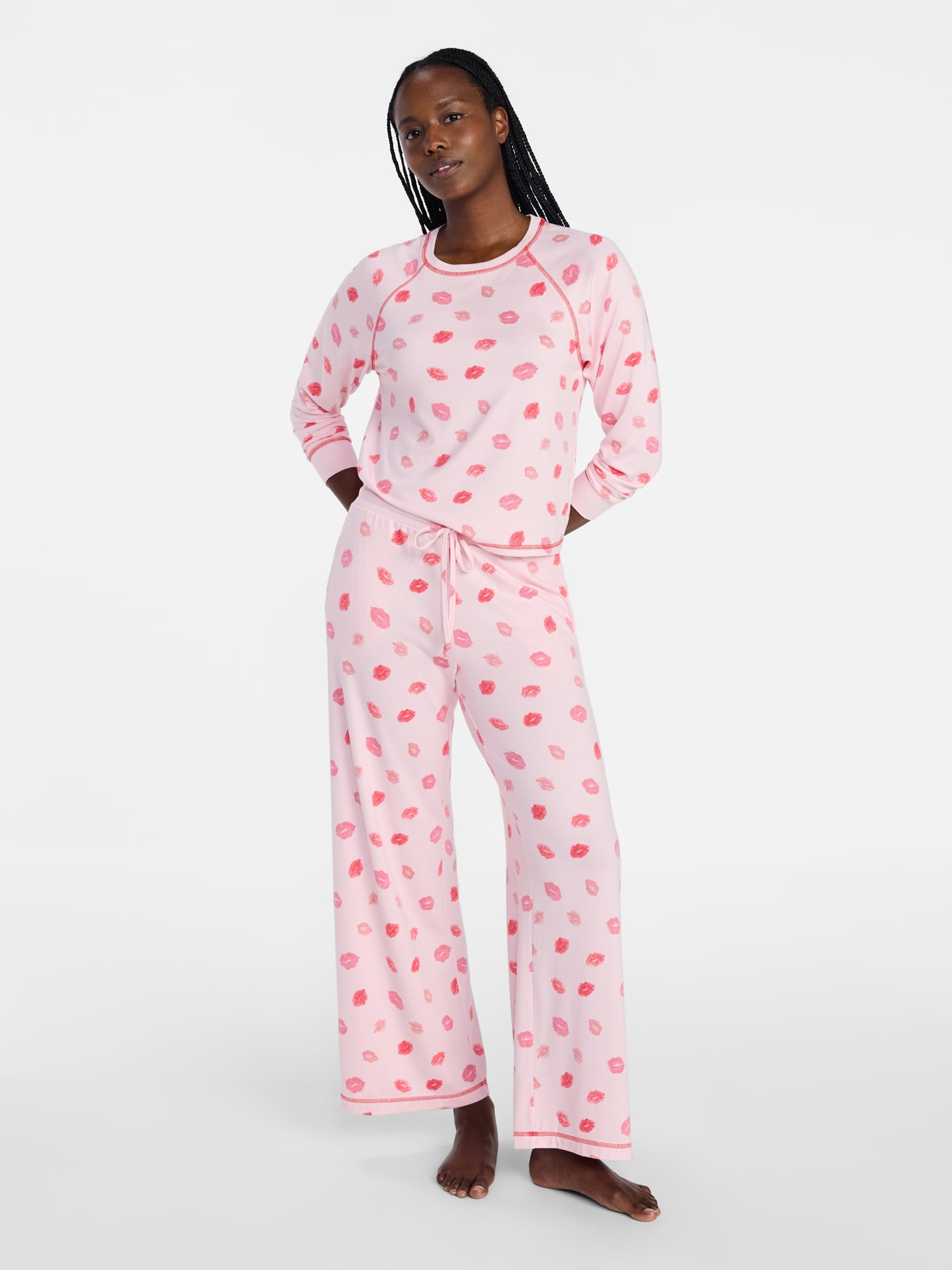 Joyspun Women's Cozy Lounge Collection Hacci Knit Sleep Pants, 29” Inseam, Sizes XS to 3X