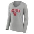 thumbnail image 2 of Women's Gray Houston Cougars Campus Long Sleeve V-Neck T-Shirt, 2 of 3