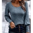 thumbnail image 2 of Tops para mujer Camisas Blusas Elegantes Camisas casuales de manga larga Jersey de moda Camiseta sólida de cuello redondo Odeerbi ODB-5, 2 of 8
