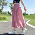 thumbnail image 2 of UJNDER Girls Lightweight and Skirt Combo Breathable Ice Silk Casual Loose Fit Girls Wide Leg Pants,Watermelon Red,9-10 Years, 2 of 4