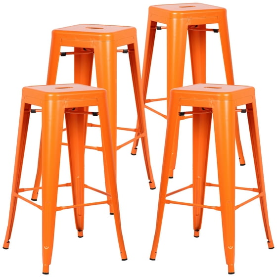 Poly And Bark Trattoria Bar Stool In Orange Set Of 4 Com