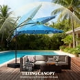 thumbnail image 6 of 116In Cantilever Patio Umbrella Solar LED Lake Blue UPF30+ Polyester Shade Adjustable Crank Lift Cross Base Sandbag 99Lbs Fillable Outdoor Pool Deck Protective Cover 8 Ribs Steel Pole Easy Assembly, 6 of 7