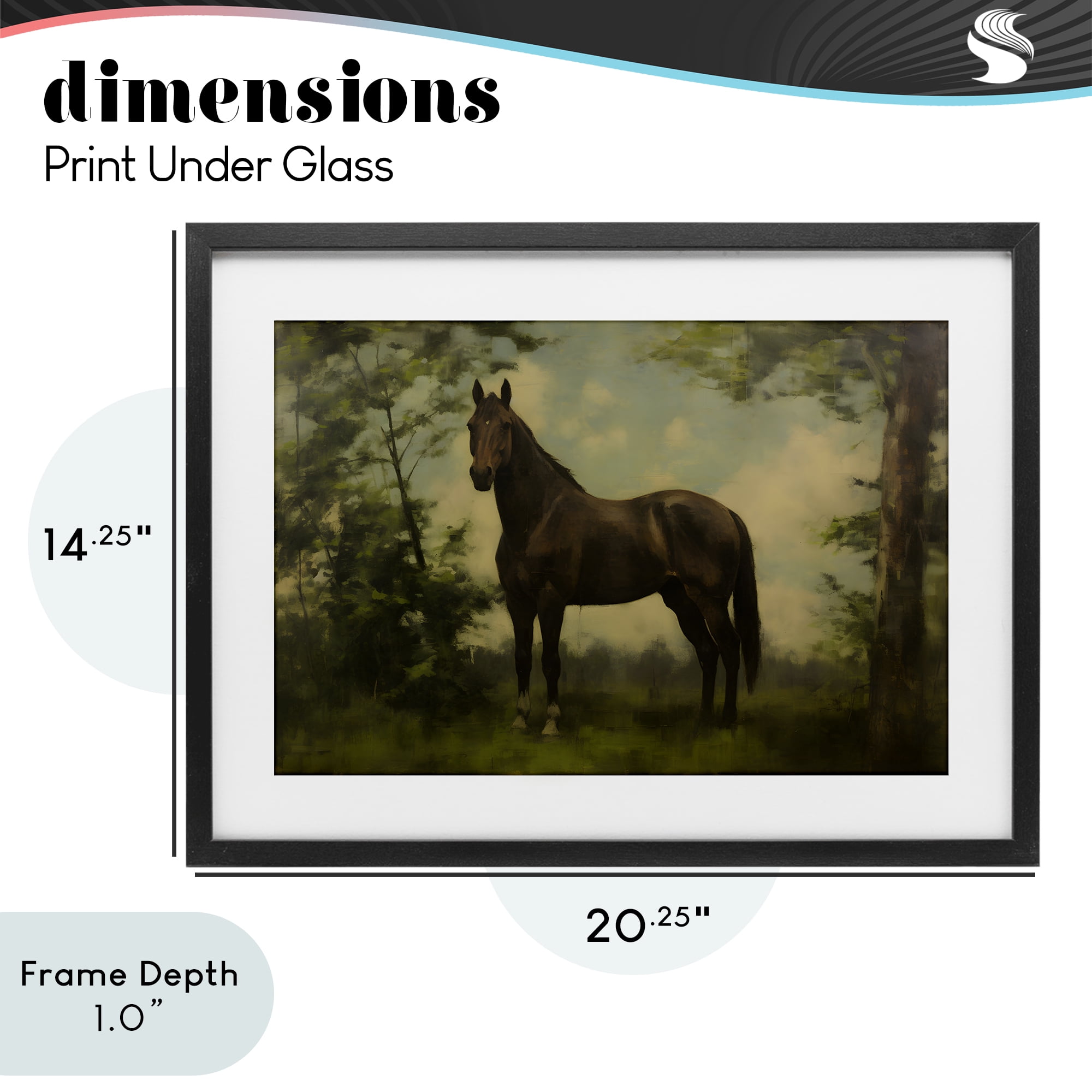 Stupell Industries Forest Horse Portrait Black Framed Print Under Glass, design by Petal Prints Design