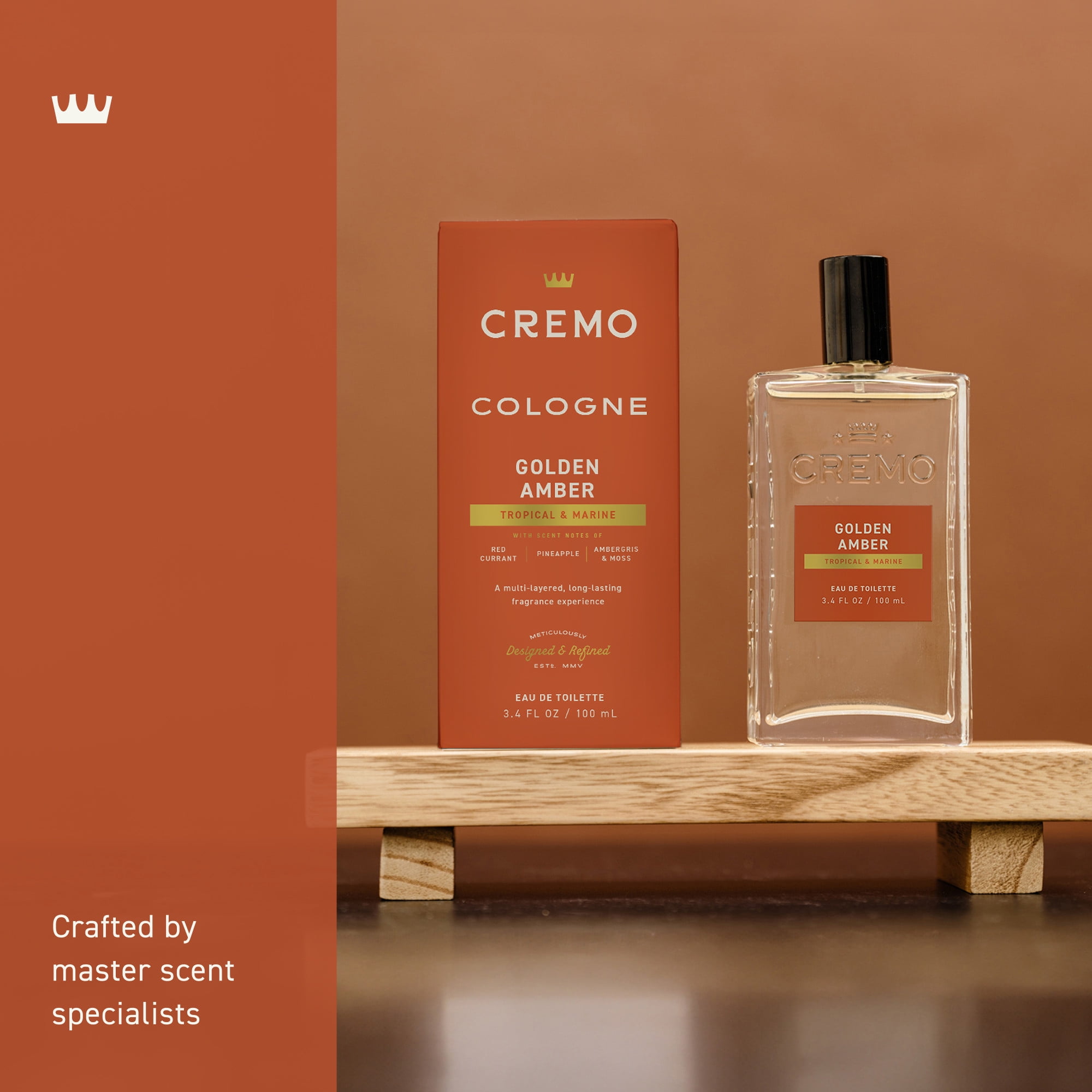 Cremo Men's Cologne Spray, Golden Amber, 3.4oz