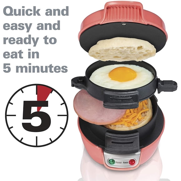 Hamilton Beach Sandwichera para desayunar, Sandwichera para desayunar, Coral