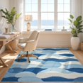 thumbnail image 3 of Design&I 9'x12' Washable Area Rug Ocean Wave Themed Grid Abstract Nautical Motif Minimalist Theme for Great Room, Large Living Giant Skid-Resistant, 3 of 7