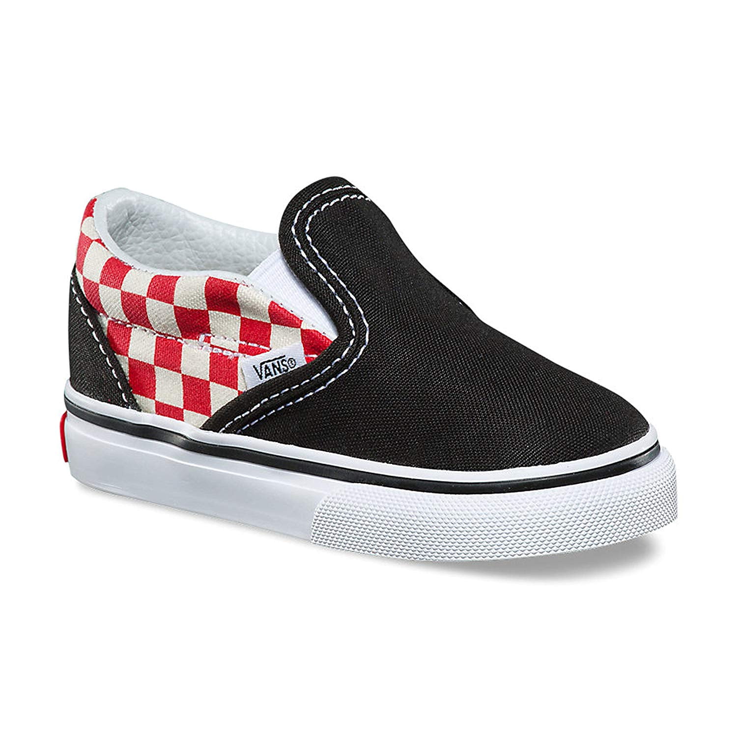 black and red checkered vans slip ons