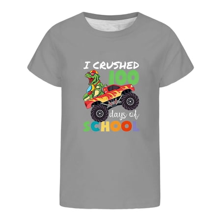 XIYON Girl s T Shirts Girls Graphic Short Sleeve Tee For Back To School Soft Casual Top With Cute Print Crew Neck Comfortable Everyday Shirt Classic Cute Tops 4-5 Years