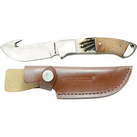Sarge Knives SK-912 Wood and Stag Gut Hook Fixed Blade Knife with 3-1/2-Inch...