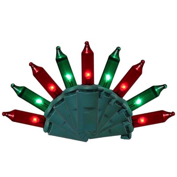 Luces navideñas, clásicas, LED T5, color verde y rojo, 100 unidades