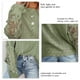 thumbnail image 4 of Suéter de ganchillo para mujer, cuello redondo, estampado floral, manga larga, color puro para oficina en casa, verde L, 4 of 5