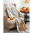 thumbnail image 3 of Autumn Flannel Blanket for Bed,Travel and Camping, Owl Pumpkin Leaves Basket Towel Wood Grain Super Soft Cozy Blanket for All Seasons 30"x40", 3 of 6