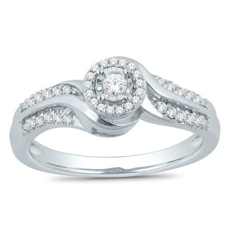 Her Special Place - Her Special Day 1/5 CT. T.W. Diamond Halo Promise Ring in 10KT White Gold, IGL Certified