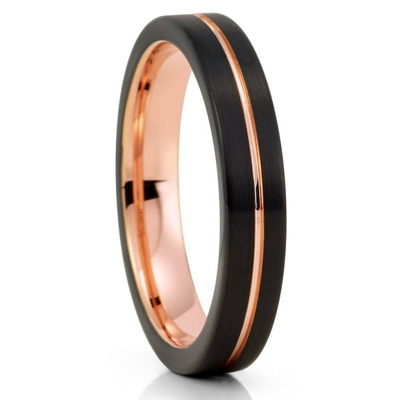 4mm Rose Gold Tungsten Ring,Engagement Ring,Tungsten Carbide Ring,Black Tungsten Ring,Ladies Ring