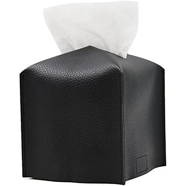 Cubierta para caja de pañuelos, moderno soporte cuadrado de cuero de PU para caja de pañuelos, dispensador de pañuelos decorativo en forma de cubo de cuero para tocador de baño, mesita de noche, escritorio oso de fresa Electrónica