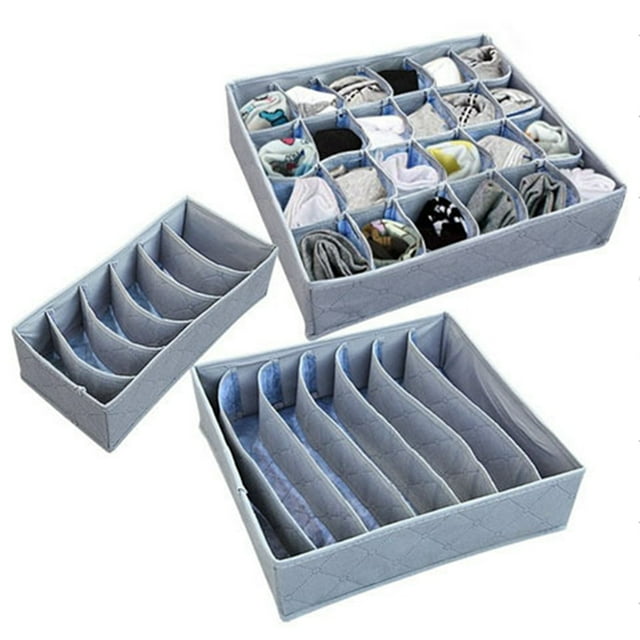 Caja de Almacenamiento SAYOO de 3 Piezas Estuche Plegable para el Hogar para Calcetines de Ropa Interior Gris