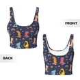 thumbnail image 5 of Haiem Cartoon Dinosaur Pattern Womens Sports Bra - U Neck Padded Low Impact Yoga Bra Workout Crop Top Gym Moisture-Wicking Workout Vest -XX-Large, 5 of 9