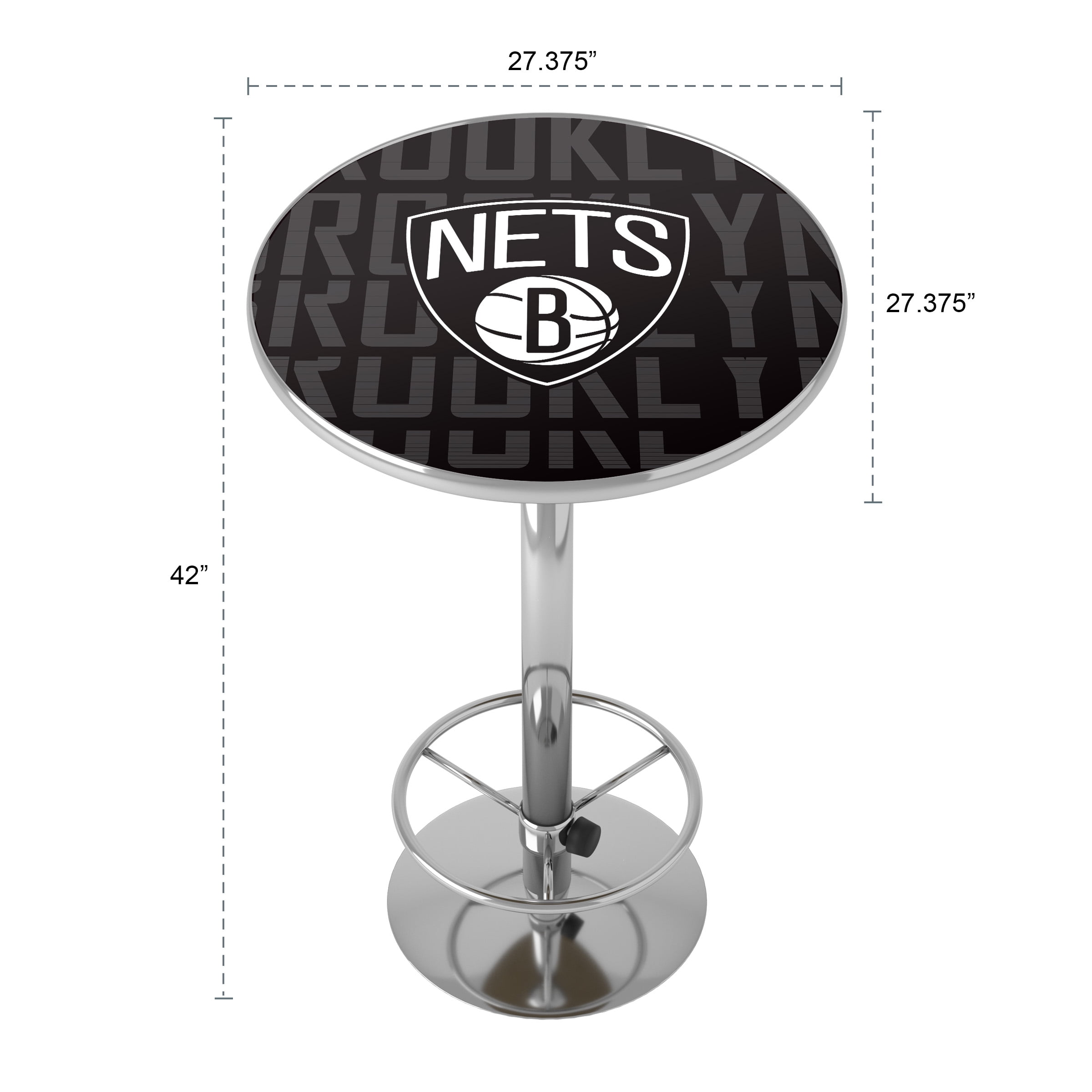 Brooklyn Nets City Bar Table with Adjustable Footrest and Acrylic Top