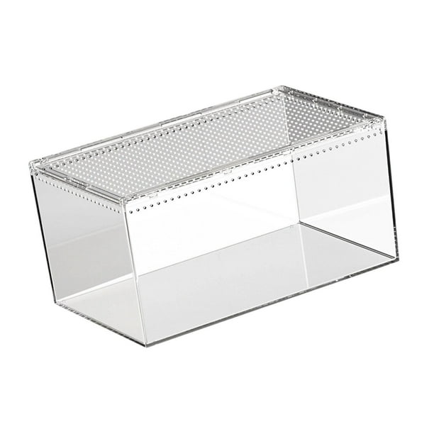 Caja de cría de reptiles, jaula de hábitat para animales, transparente, para ranas, portátil, transpirable, para cangrejos ermitaños, terrario para