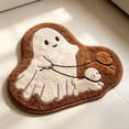 thumbnail image 6 of Halloween Cute Ghost Walking Dogs Shaped Doormat, Halloween Ghost Puppy Shaggy Bath Mat, Non Slip Fluffy Decorative Floor Rug, for Entryway, Bathroom, Fall Home Decor, 6 of 7