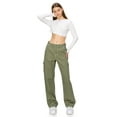 thumbnail image 2 of Cali1850 Women’s Straight Leg Cargo Pants Mid Rise Contrast Stitch Twill Fabric Casual Multi Pockets Trousers, 2 of 6