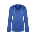 thumbnail image 5 of Mrat Zip up Sweatshirt for Women Women's Casual V-Neck Hooded Pocket Long Sleeved Sweatshirt Pullover Tops S-236 Blue L, 5 of 5