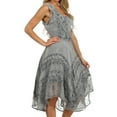 thumbnail image 4 of Sakkas Sundara Stonewashed Rayon Embroidered Mid Length Dress - Grey - L/XL, 4 of 6