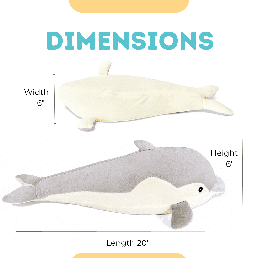 AYOKA TOYS Weighted Stuffed Animals 3.5 lbs, 20" Dolphin Cute Soft and Huggable Plush Stuffed Animals, Kawaii Weighted Stuffed Animal Sensory Toy Plushies for Girls, Boys, and Adults (Gray)